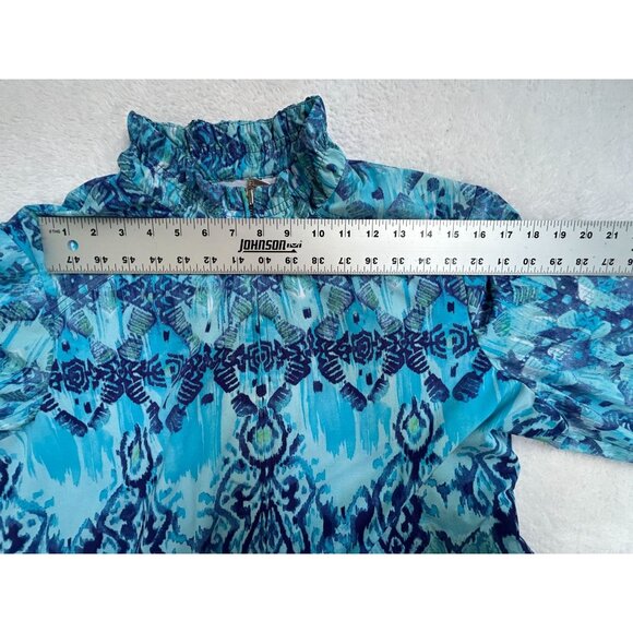 Zenergy By Chico's Womens Size 3 Blue Printed Lightweight Jacket Stretch Casual - Picture 6 of 8